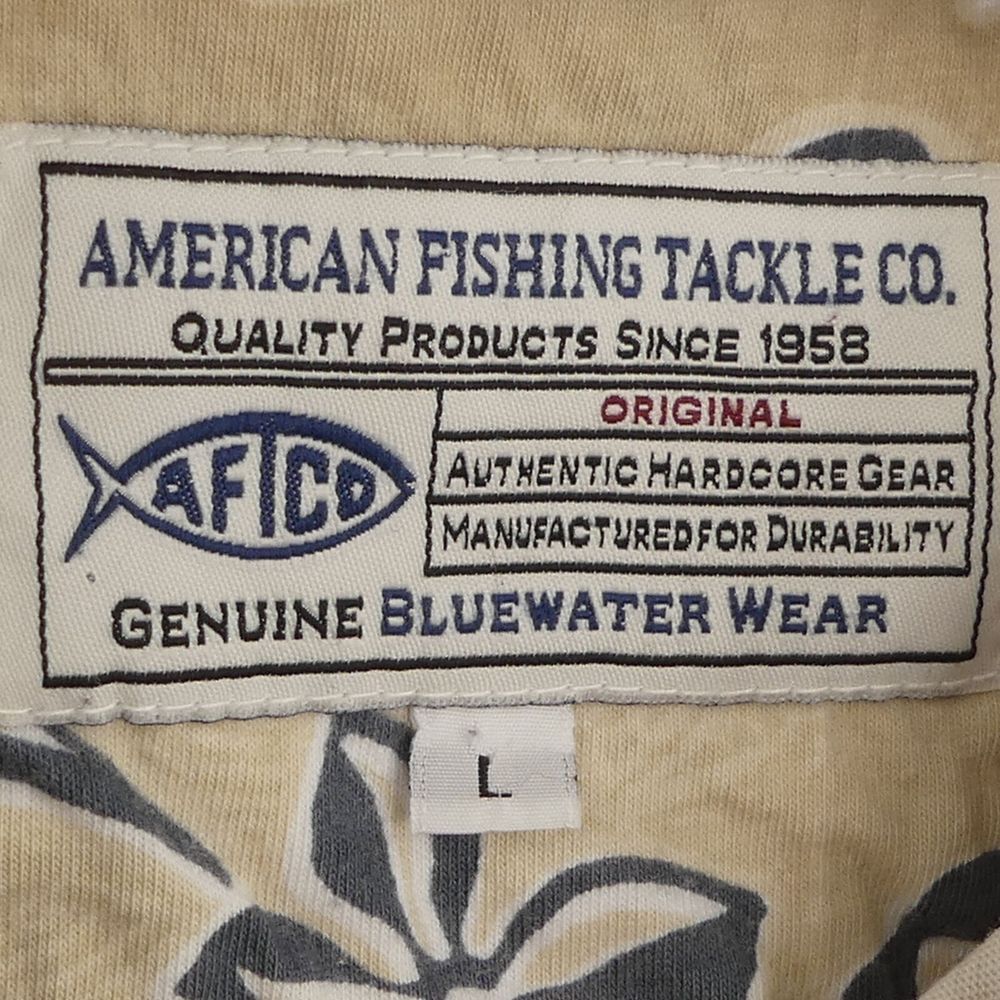 American Fishing Tackle Co AFTCO Polo Shirt Hawaiian Floral Men's Large L - Picture 3 of 4